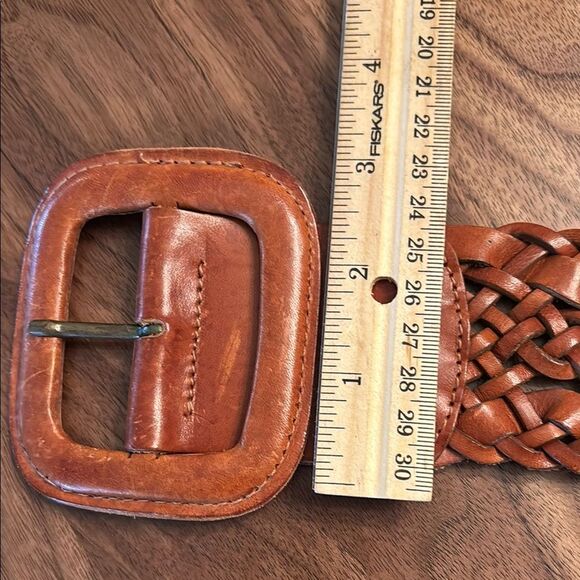 Vintage Land's End Wide Braided Leather Belt - M - Picture 4 of 7